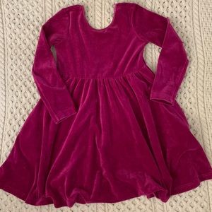 HANNA ANDERSSON Magenta Velvet Swing Dress